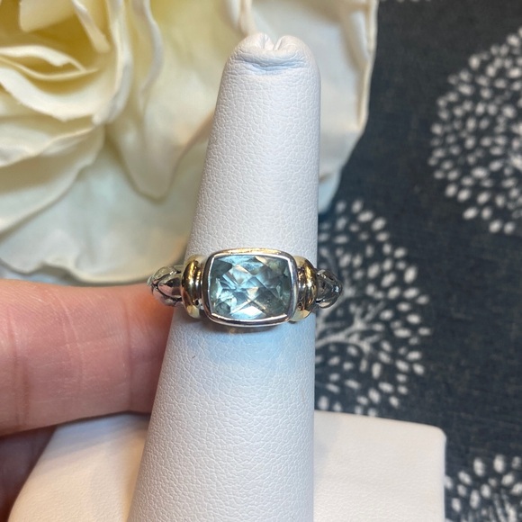 Effy Sterling Silver and 18K Ring with Light Green Gemstone😍Very Pretty! - Picture 2 of 11